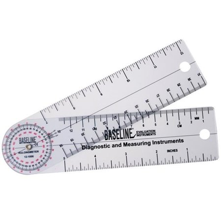 FABRICATION ENTERPRISES Fabrication Enterprises 12-1006 Baseline Plastic Goniometer - Rulongmeter Style - 360 Degree Head - 7 in. Arms 12-1006